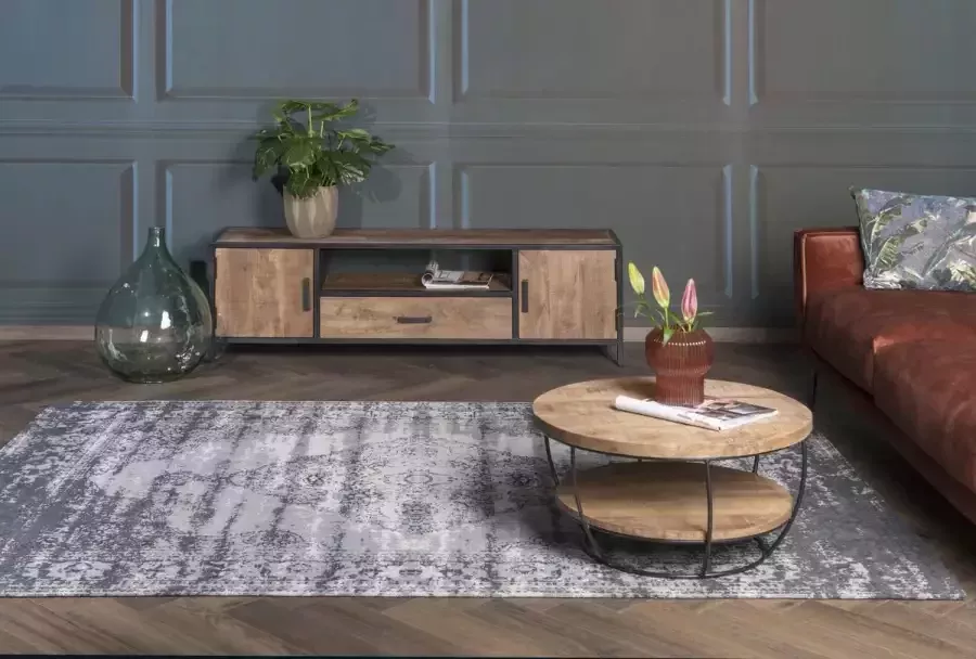 Livingfurn TV Meubel Sturdy 160 cm Mangohout Gecoat Staal - Foto 2