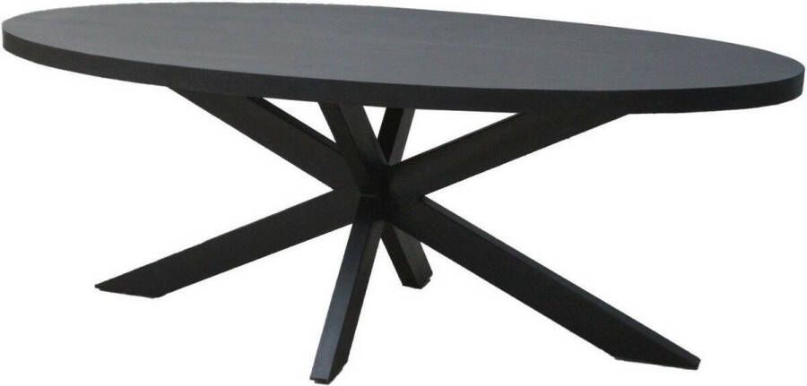 Livingfurn Ovale Eettafel Kala Spider Mangohout en staal 210 x 100cm zwart Ovaal - Foto 4