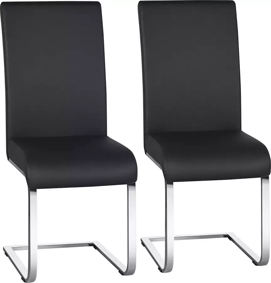 Livingsigns Eetkamerstoelen set van 2 eetkamerstoel schommelstoel gratis schommelstoel 135 kg belastbaar zwart kunstleer