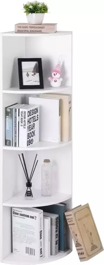 Livingsigns Hoekrek met 4 niveaus boekenkast van hout voor keuken slaapkamer woonkamer kantoor