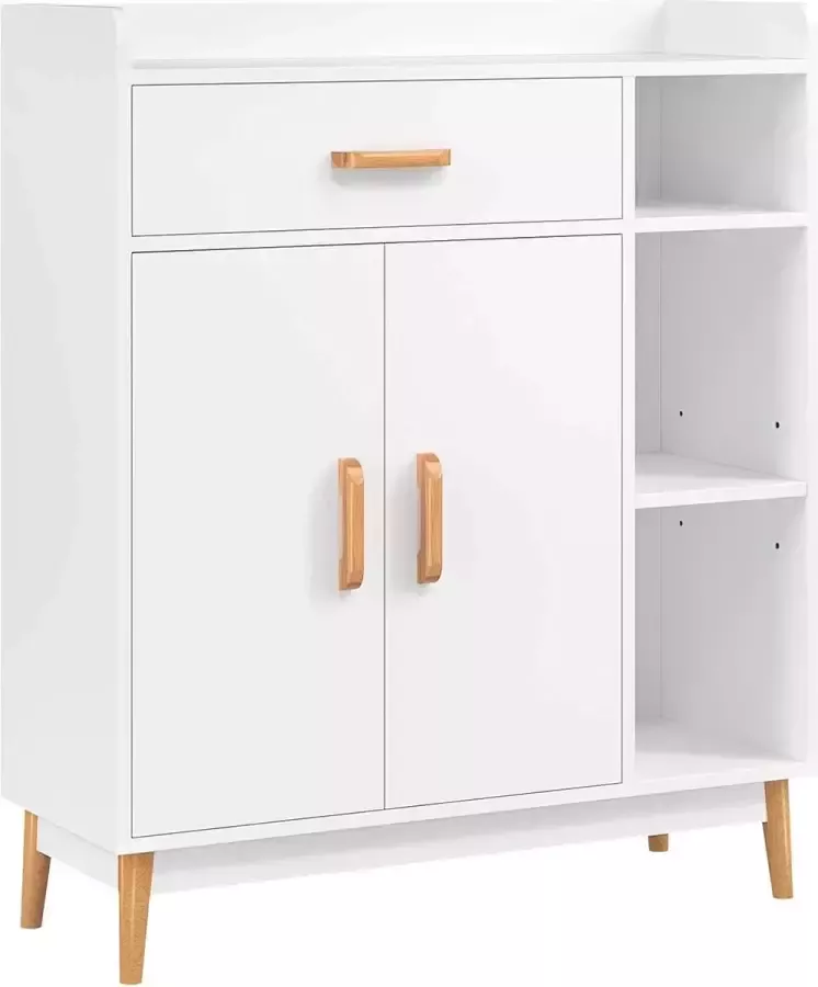 Livingsigns wit kast met lade deuren en vakken dressoir boekenkast dressoir ruimteverdeler voor woonkamer slaapkamer werkkamer 80 x 30 x 95 cm