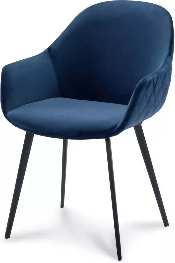 Livingstone Design Victoria Eetkamerstoel Met Armleuning Velvet Blue