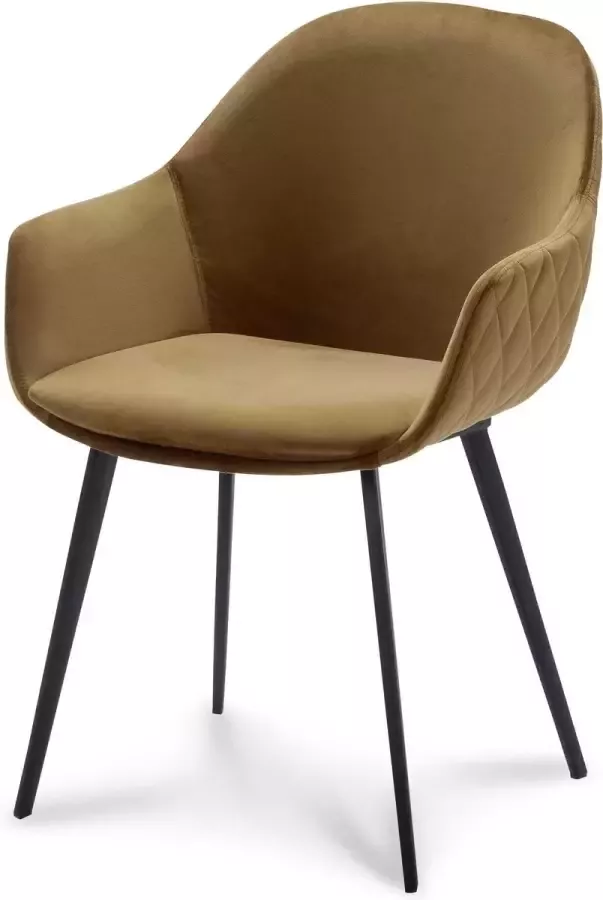 Livingstone Design Victoria Eetkamerstoel Met Armleuning Velvet Gold