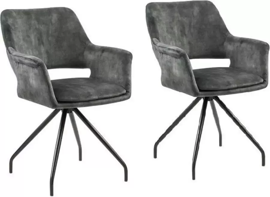 Livinn zevenaar 2 stuks SALE !!!! Eetkamerstoel Maestro (draaibaar) Set van 2 Adore Grijs Zwart metaal onderstel