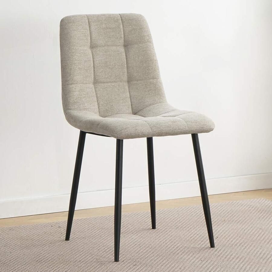 Livinn Zevenaar BV SALE Eetkamerstoel Stoel Billy Boucle stof angus stof Grijs Zwart metalen onderstel