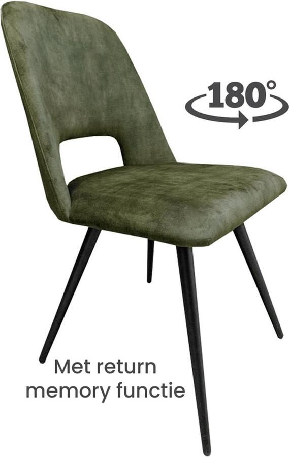 Livinn Zevenaar BV SALE !!! Eetkamerstoel Stoel Beyon Adore Groen (Dark green) Draaibaar Zwart metaal onderstel
