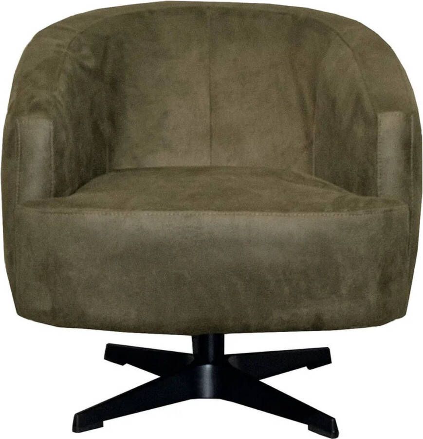 Livinn zevenaar SALE! Fauteuil Macone Draaibaar 3 kleuren eco leer bull groen zwart ster voet metaal