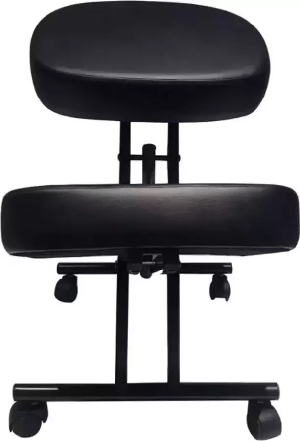 Livista Ergonomische kniestoel Zwart Leer in hoogte verstelbaar Ergonomische Bureaustoel Max. 130 kg Staal