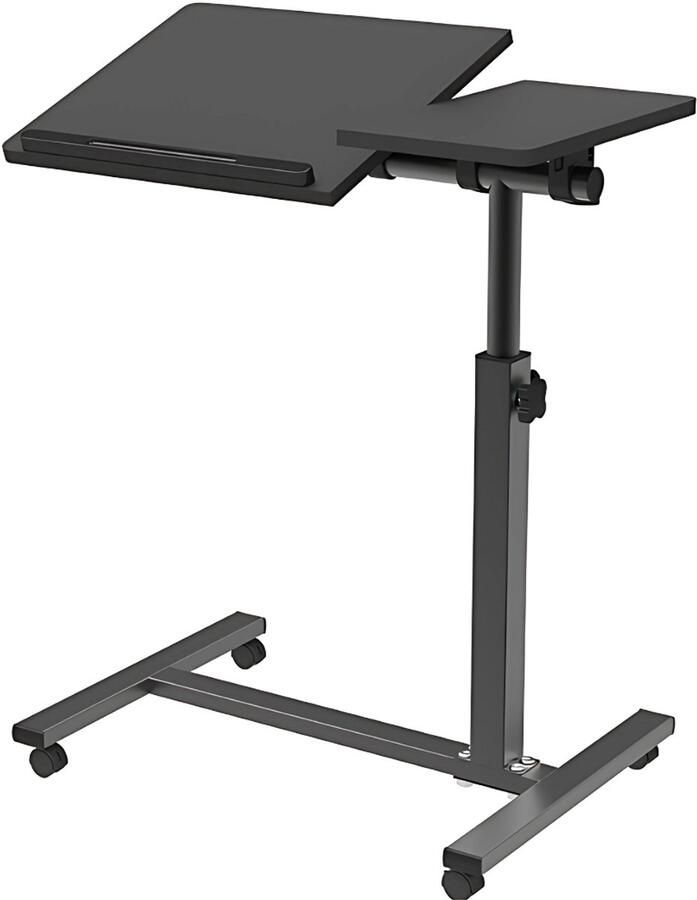 Livista Laptoptafel Bedtafel met wieltjes Bedleestafel Laptop Standaard Bijzettafel op wielen Zit Sta Bureau In hoogte verstelbaar Maximale hoogte 90 cm