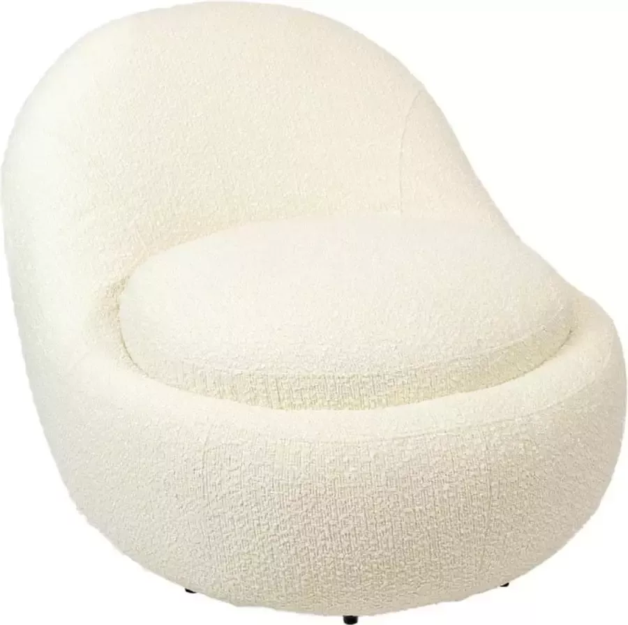 Liviza Teddy fauteuil Ponto Stof Rond Wit 73 cm 85 cm 95 cm