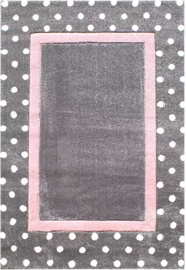 Livone Kindervloerkleed Point Grijs-Roze 120 cm x 180 cm