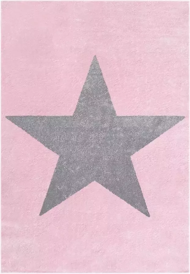 Livone Kindervloerkleed Star Roze-Grijs 120 cm x 180 cm
