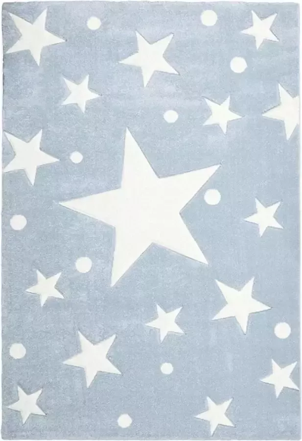 Livone Kindervloerkleed Stars Blauw-Wit 160 cm x 230 cm