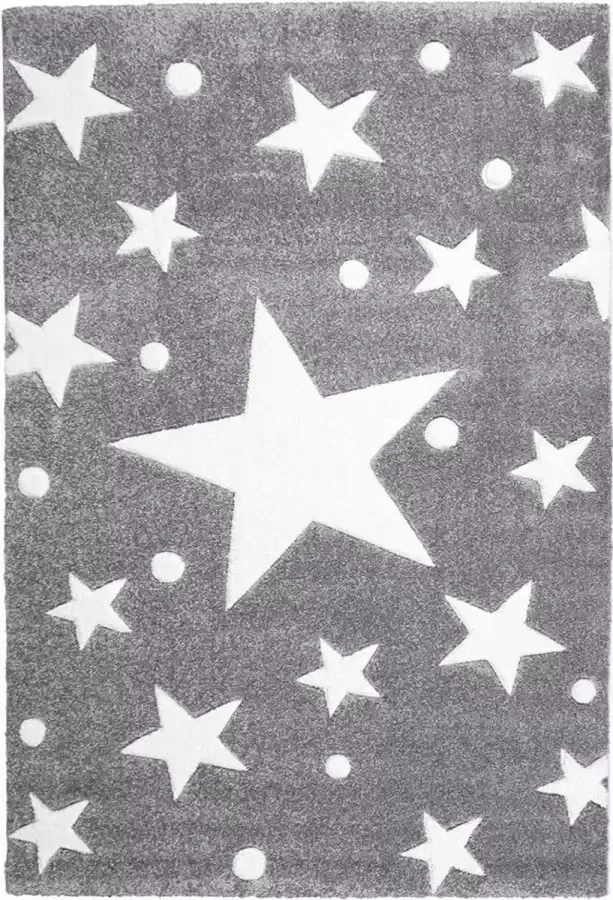 Livone Kindervloerkleed Stars Grijs-Wit 160 cm x 230 cm