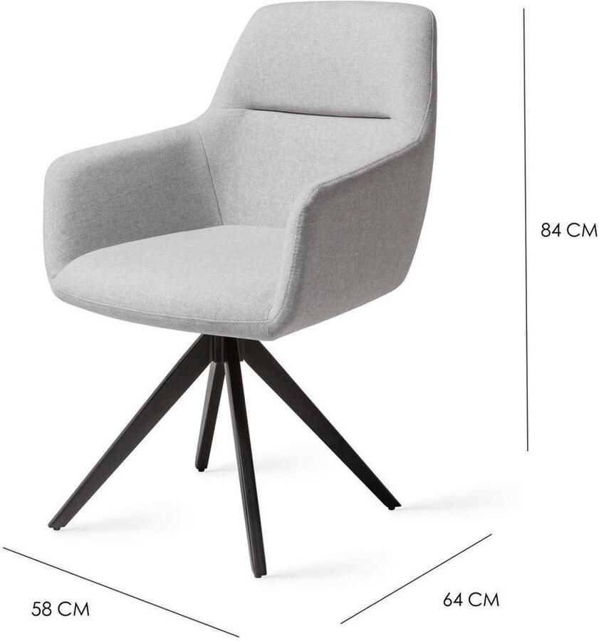 Liv's Kinko Eetkamerstoel Cloud Turn Licht grijze stoel met draaibaar donker onderstel