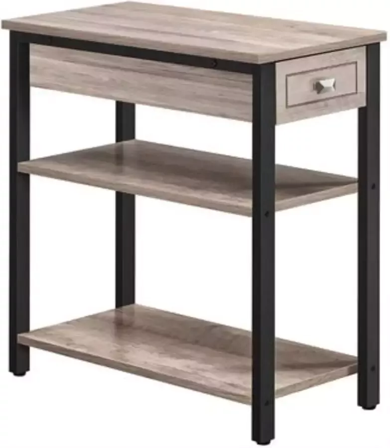 Liv's Nancy's Buffet Samrat Nachtkastje Nachtkast Hoog Industrieel Greige Zwart 60 x 30 x 60 cm