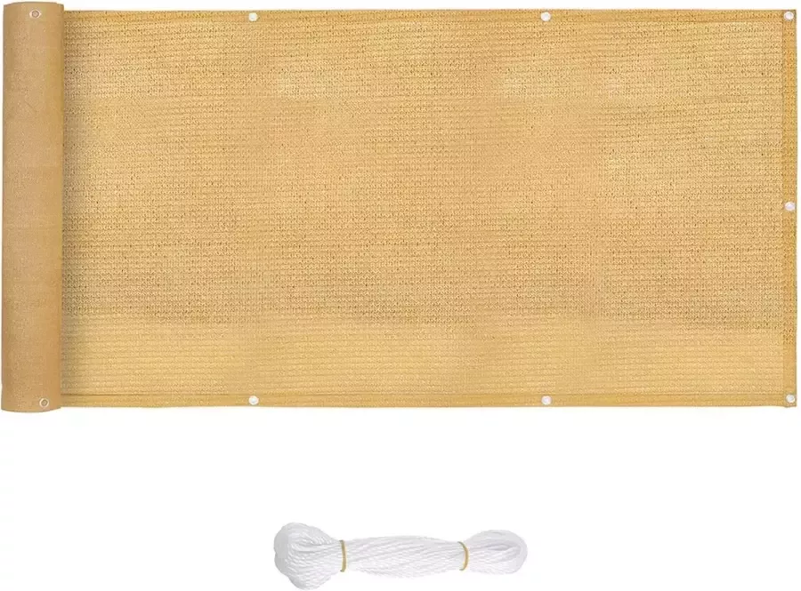 Liv's Nancy's Foam Lake Privacyscherm Balkonscherm Zonwering Zonder Schroeven HDPE Scherm Zandgeel 6 x 0.9 m