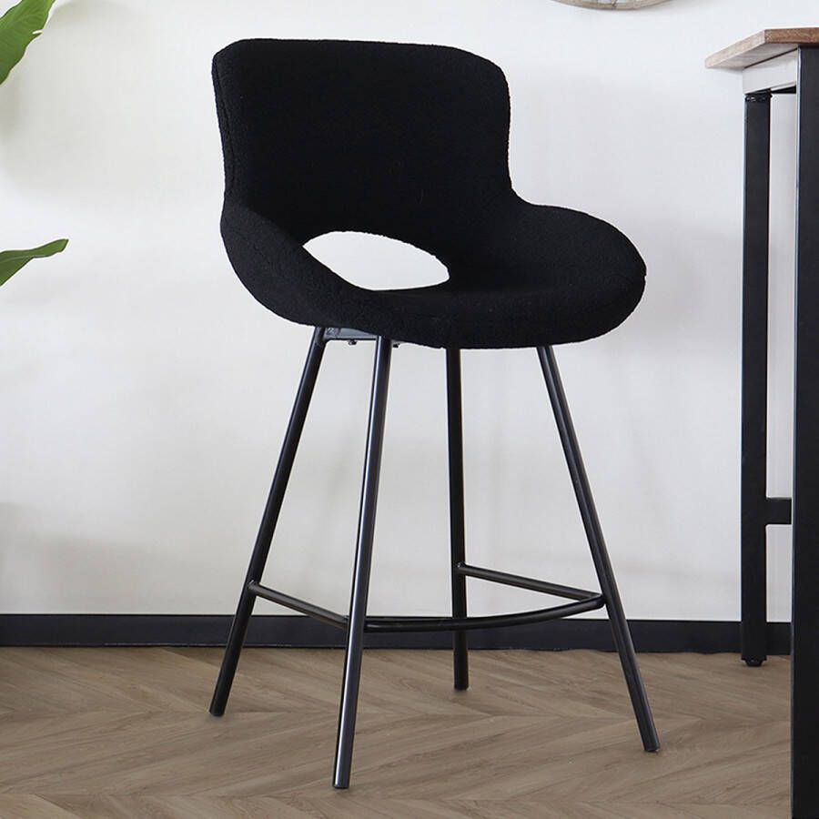 Lizzely Garden & Living Barkruk industrieel Maike zwart teddy barstoel - Foto 2