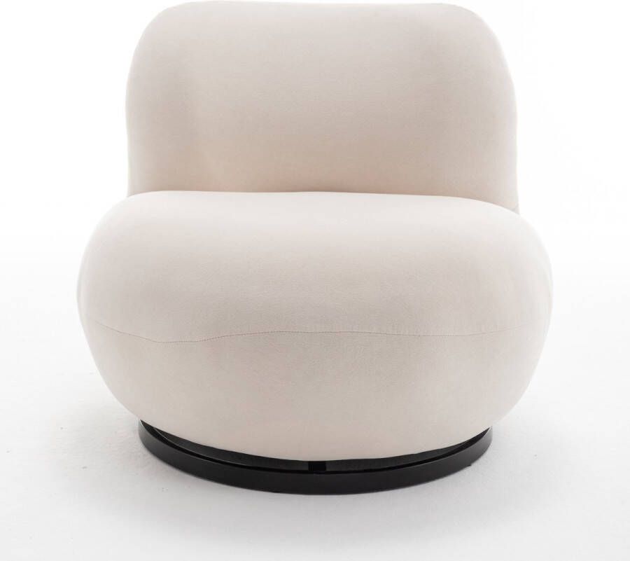 Lizzely Garden & Living Draai fauteuil Lara velvet creme draaibare fauteuil