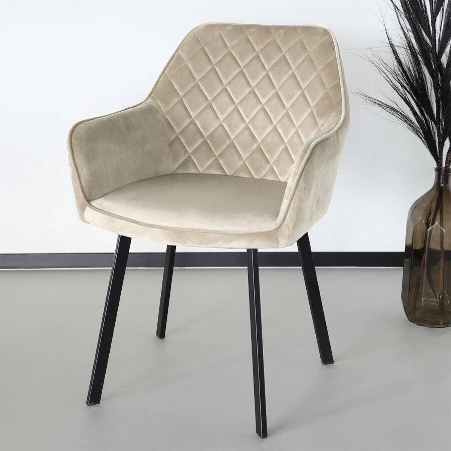 Lizzely Garden & Living Eetkamerstoel met armleuning Yurgan velvet zand