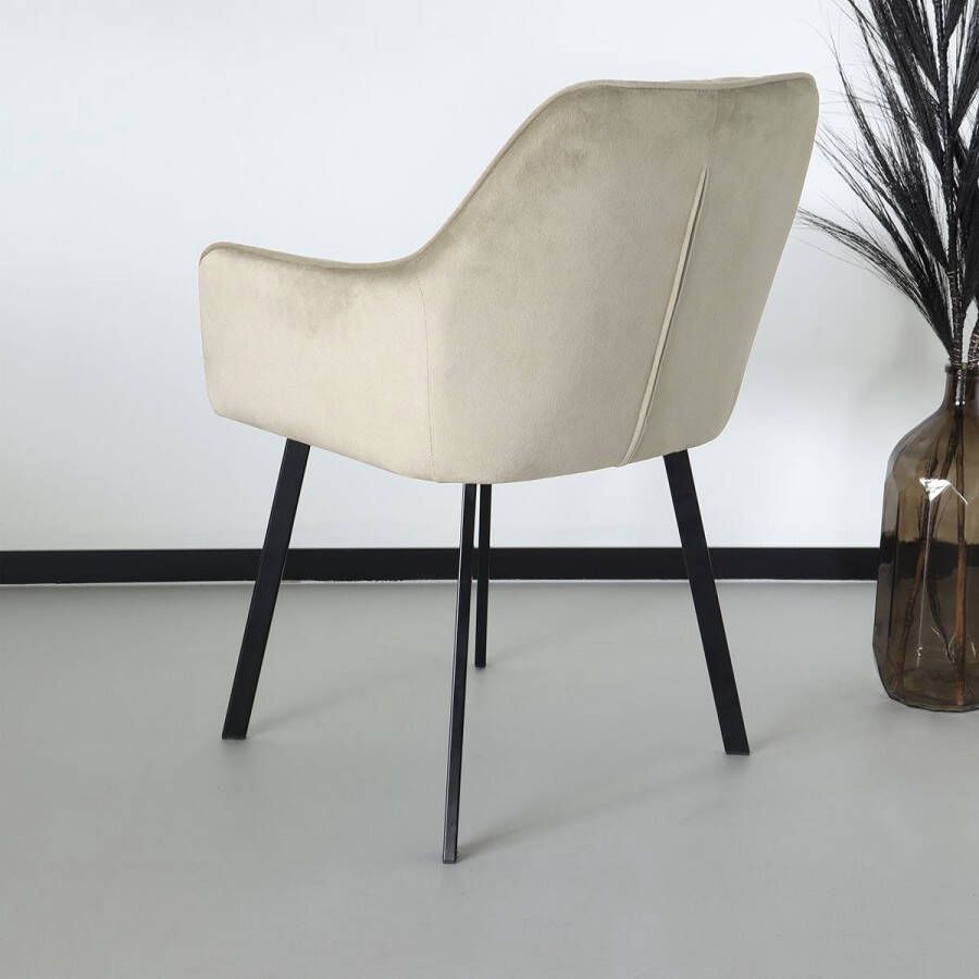 Lizzely Garden & Living Eetkamerstoel met armleuning Yurgan velvet zand eetstoel