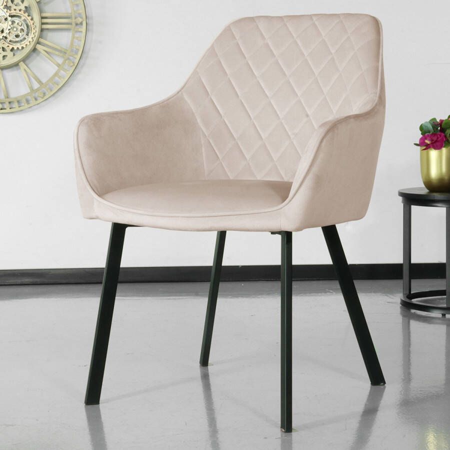 Lizzely Garden & Living Eetkamerstoel met armleuning Yurgan velvet zand eetstoel