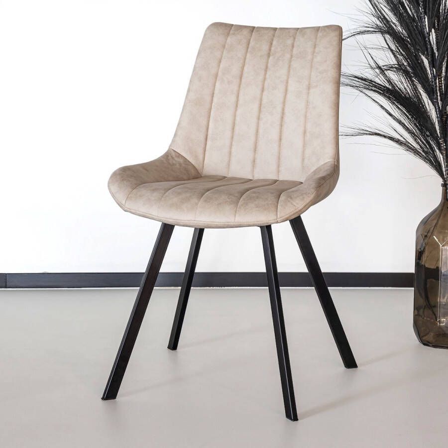 Lizzely Garden & Living Eetkamerstoel Susta beige microvezel eetstoel