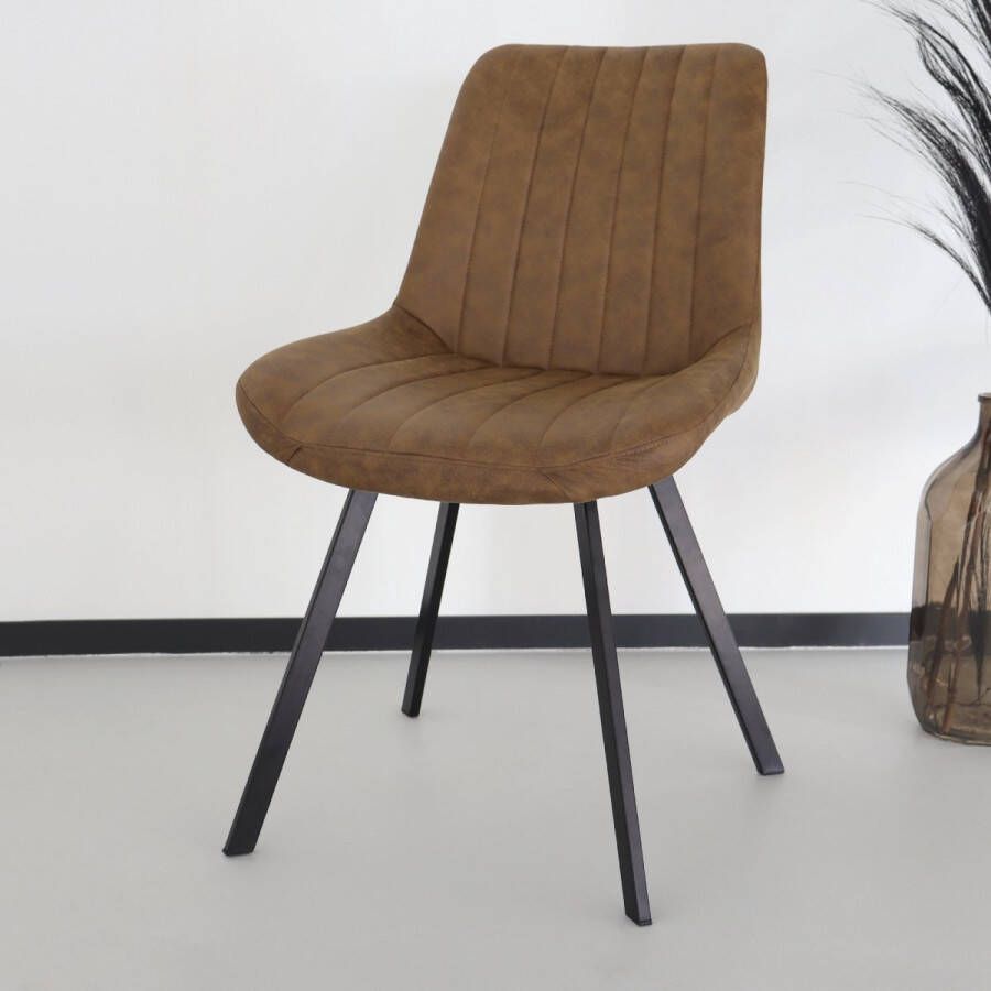 Lizzely Garden & Living Eetkamerstoel Susta cognac microvezel eetstoel - Foto 2