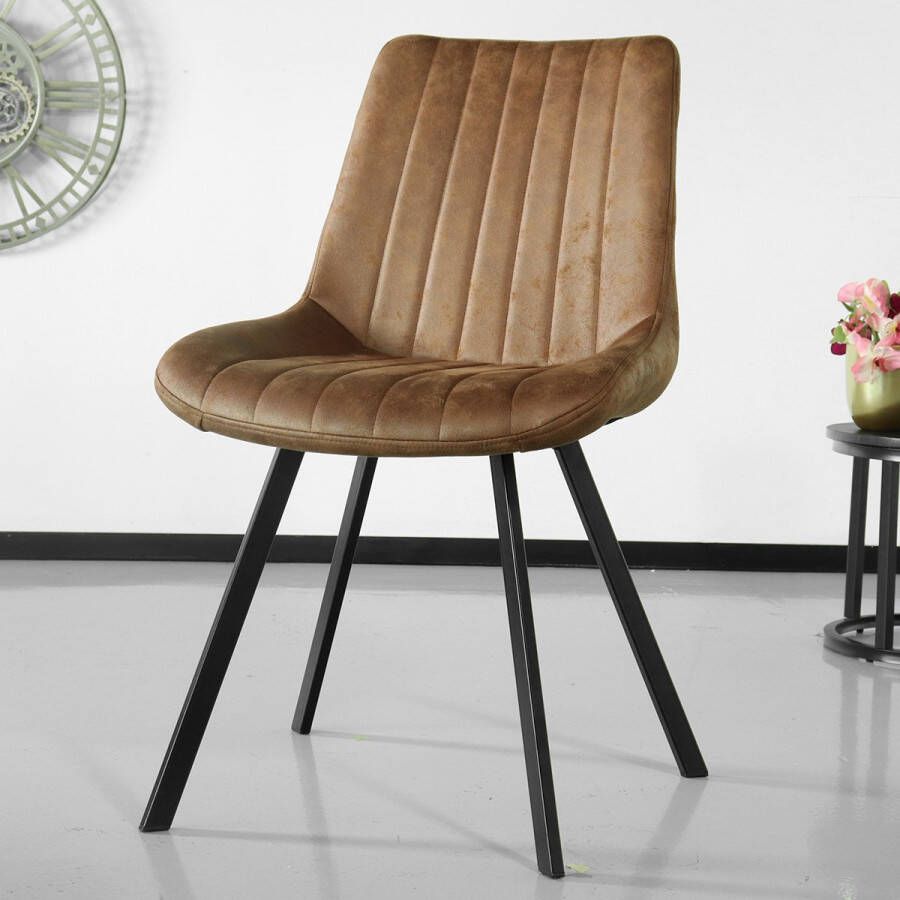 Lizzely Garden & Living Eetkamerstoel Susta cognac microvezel eetstoel