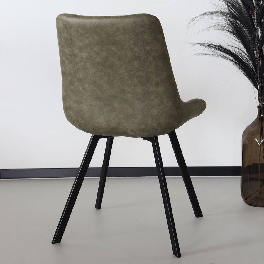 Lizzely Garden & Living Eetkamerstoel Susta donkergroen microvezel eetstoel - Foto 3