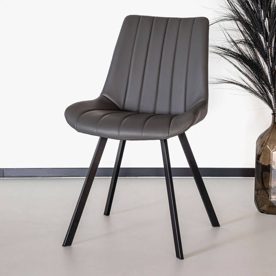 Lizzely Garden & Living Eetkamerstoel Susta PU antraciet kunstleder eetstoel - Foto 2