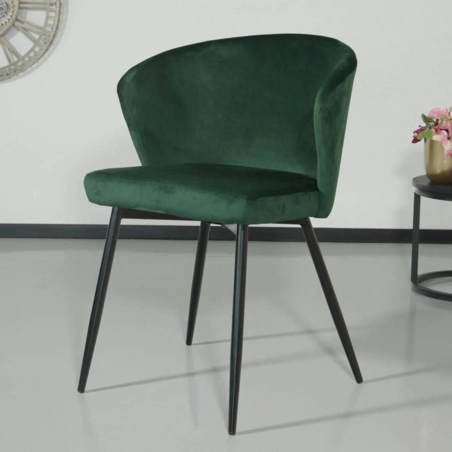 Lizzely Garden & Living Eetkamerstoel velvet donkergroen Felix eetstoel