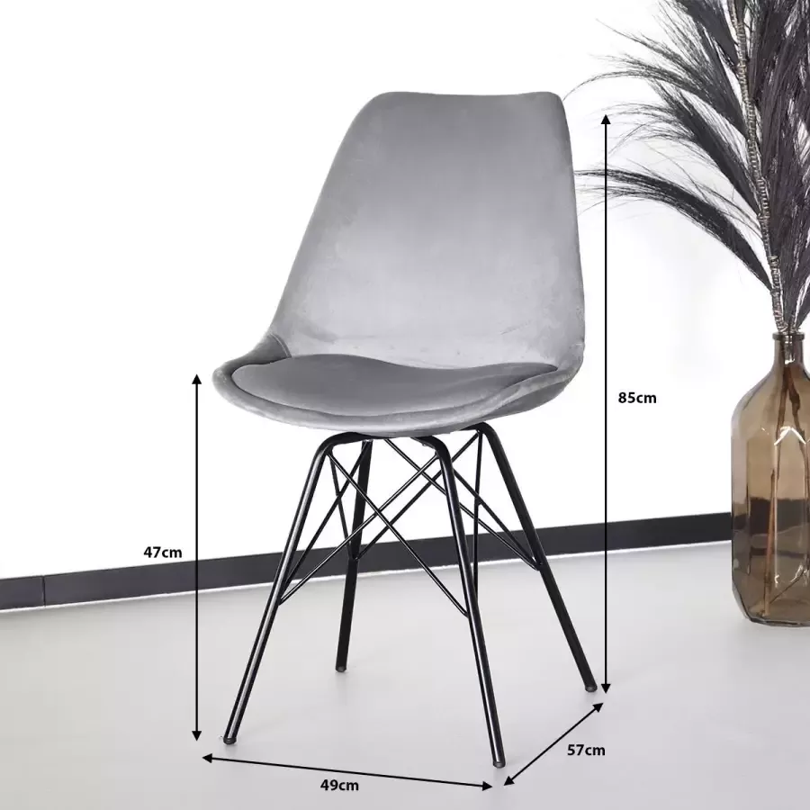 Lizzely Garden & Living Eetkamerstoel Viga grijs velvet (voorbestelling) - Foto 8