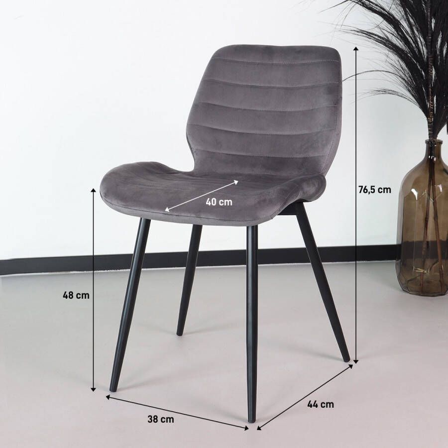 Lizzely Garden & Living Eetkamerstoel Vinnies antraciet velvet design stoel - Foto 1