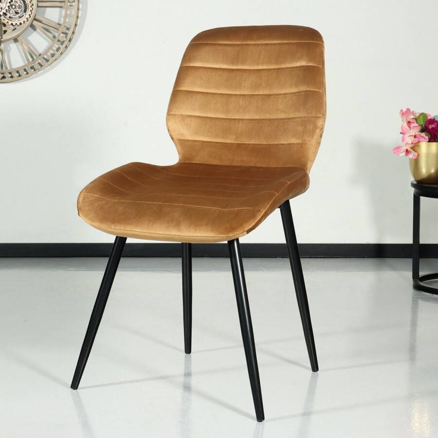 Lizzely Garden & Living Eetkamerstoel Vinnies bruin velvet design stoel - Foto 2