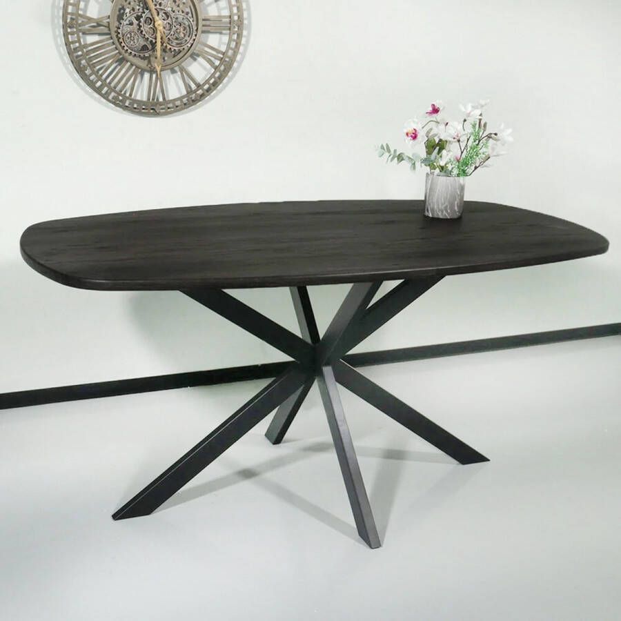 Lizzely Garden & Living Eettafel Deens ovaal 160cm zwart Hero ovale eetkamer tafel - Foto 2
