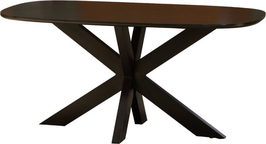 Lizzely Garden & Living Eettafel deens ovaal mangohout 160cm Austin zwart ovale tafel duurzaam mango eetkamertafel - Foto 3