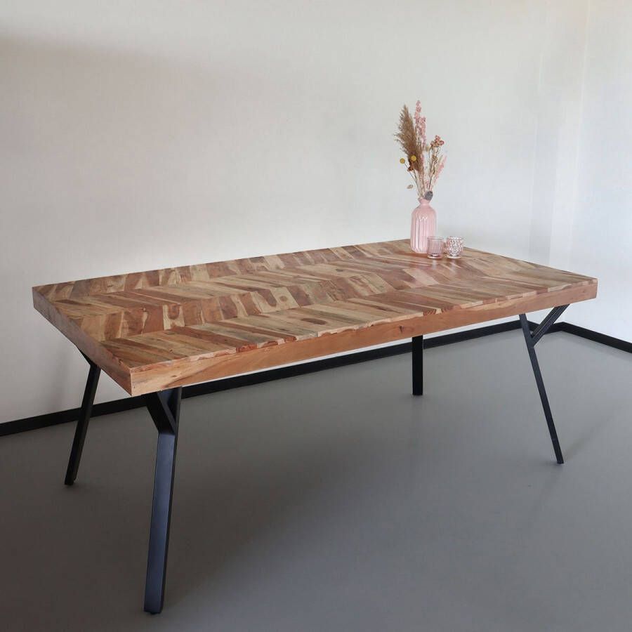 Lizzely Garden & Living Eettafel Hongaarse punt Danae 180x100cm acaciahout tafel rechthoekig - Foto 2