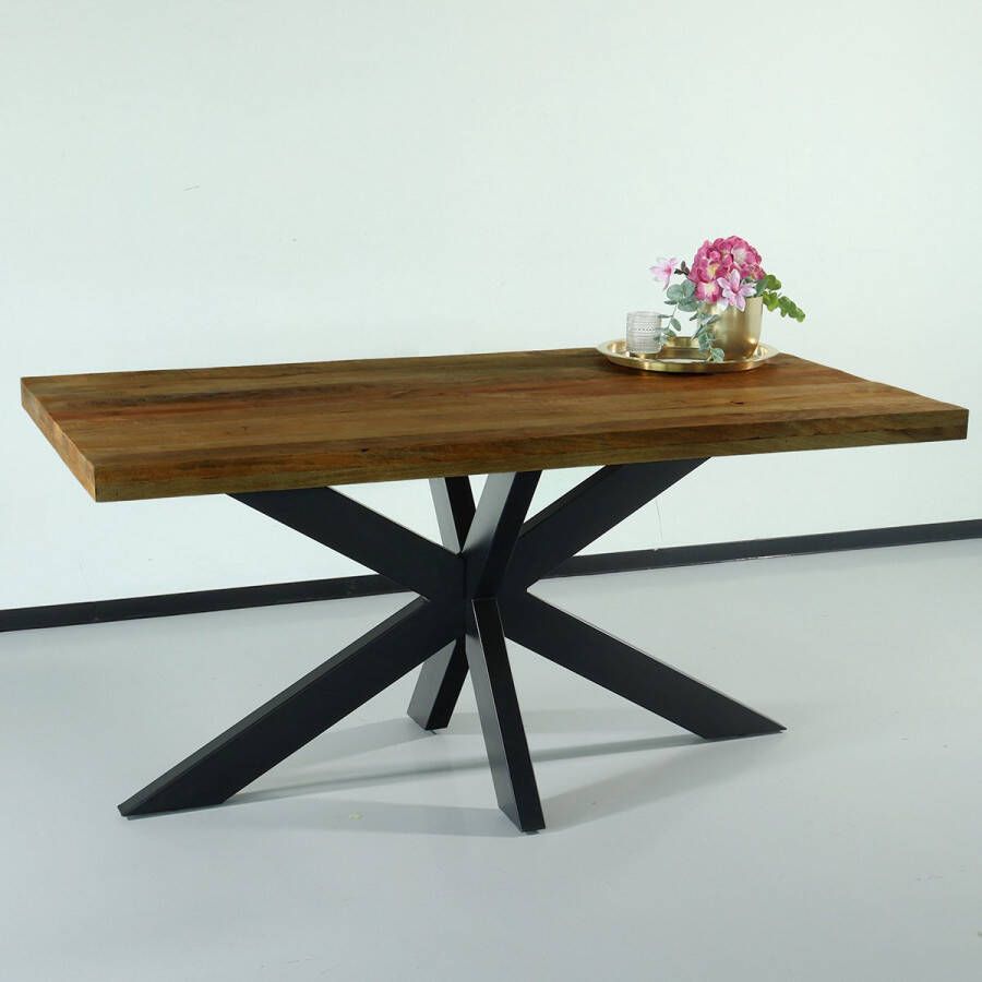 Lizzely Garden & Living Eettafel langwerpig mangohout 160cm John langwerpige tafel duurzaam mango eetkamertafel