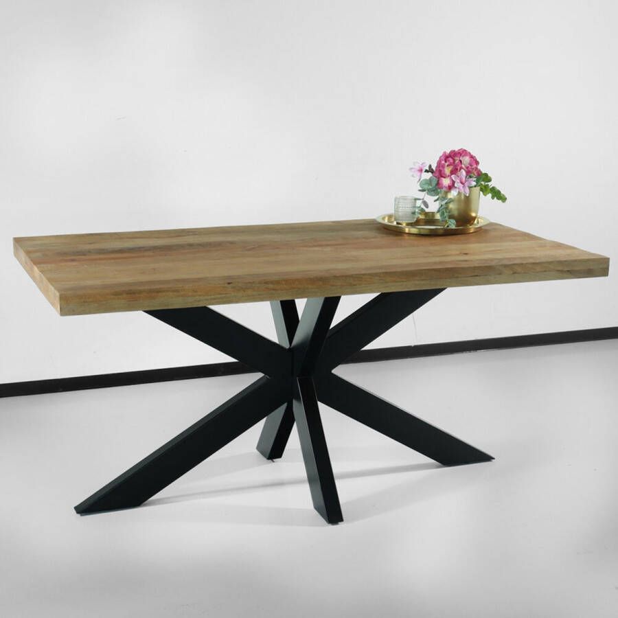 Lizzely Garden & Living Eettafel langwerpig mangohout 160cm lichtbruin John langwerpige tafel duurzaam mango eetkamertafel