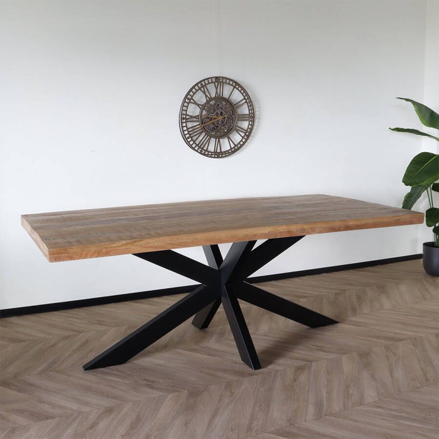 Lizzely Garden & Living Eettafel langwerpig mangohout 200cm lichtbruin John langwerpige tafel duurzaam mango eetkamertafel - Foto 2