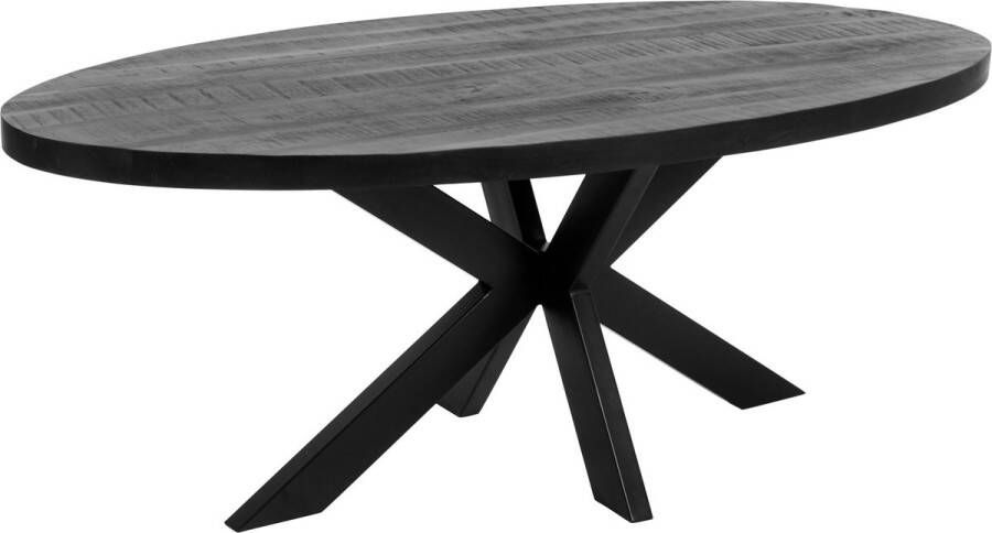 Eettafel ovaal mangohout 160cm James zwart ovale industriële tafel duurzaam mango eetkamertafel - Foto 3