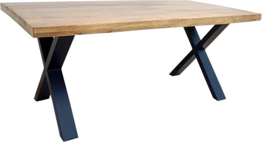 Lizzely Garden & Living Eettafel rechthoekig mangohout Xavier lichtbruin 180cm duurzaam tafel met X-poot mango rechthoekige eetkamertafel hout - Foto 3