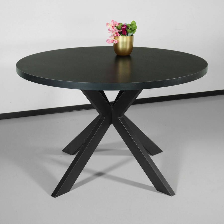 Lizzely Garden & Living Eettafel rond melamine 120cm Sanne zwart ronde tafel - Foto 2