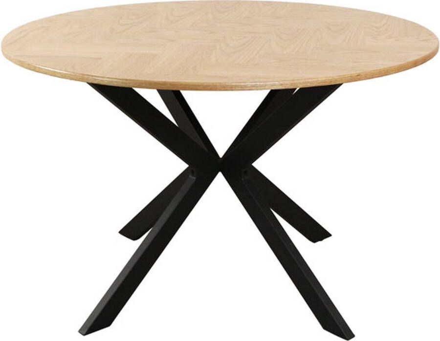 Lizzely Garden & Living Eettafel rond visgraat Ozzy bruin 120cm ronde eettafel - Foto 3