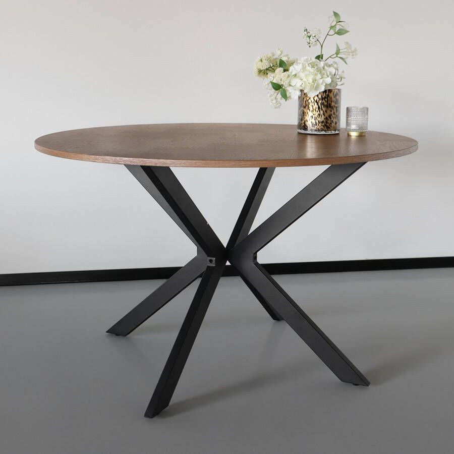 Lizzely Garden & Living Eettafel rond visgraat Ozzy bruin 120cm ronde eettafel - Foto 2