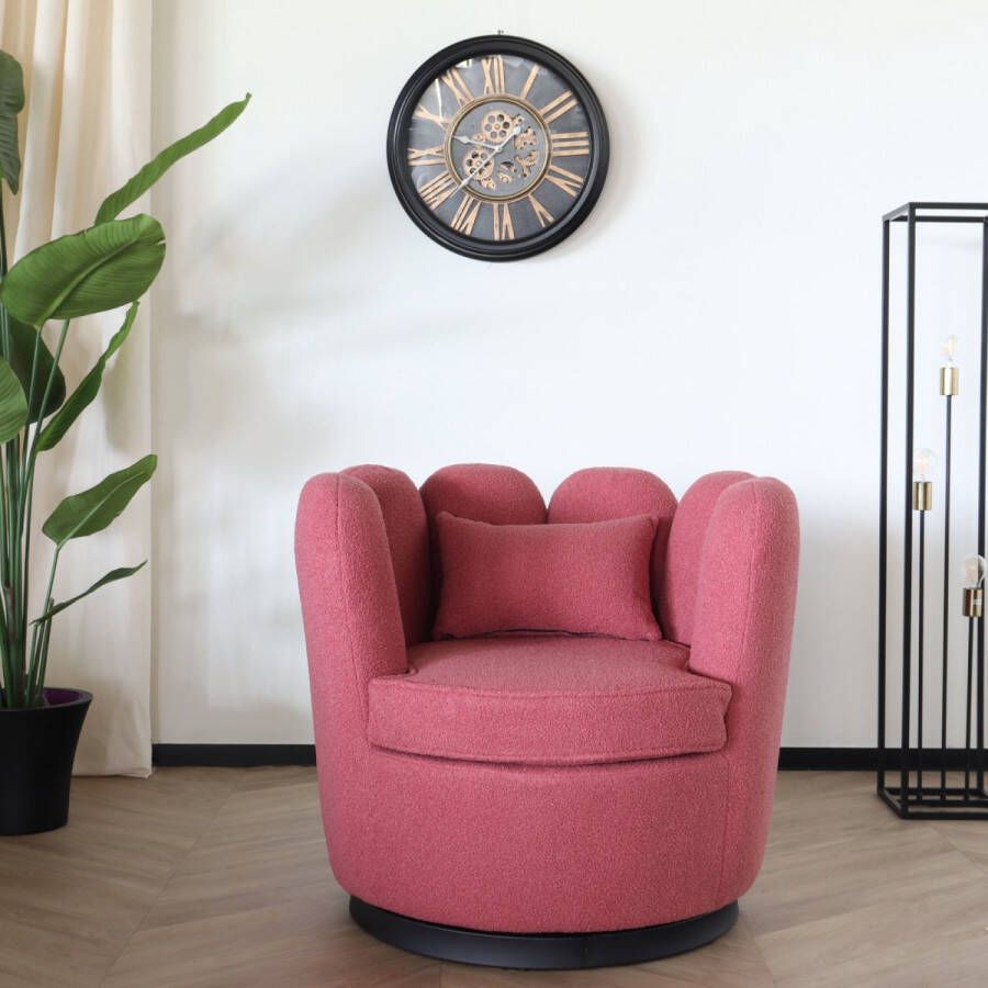Lizzely Garden & Living Fauteuil Daphne teddy oud roze draaibare fauteuil - Foto 4