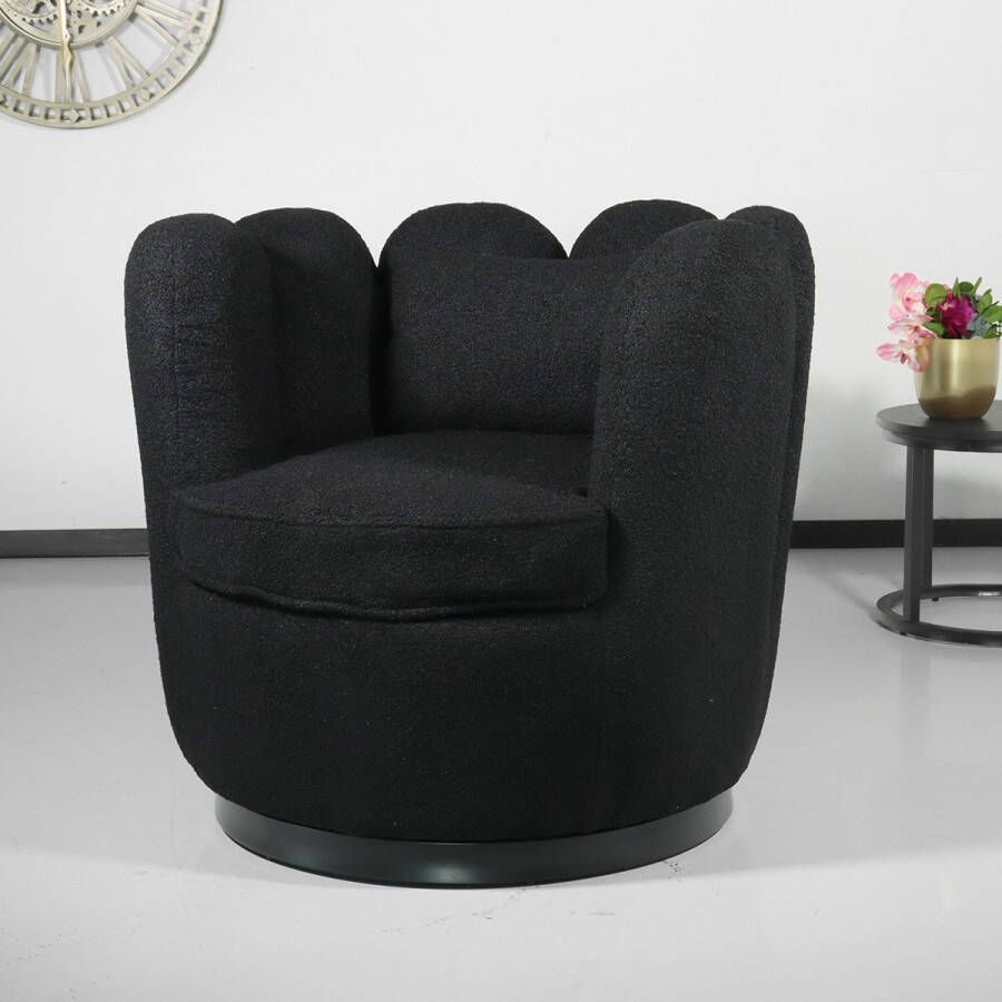 Lizzely Garden & Living Fauteuil Daphne teddy zwart draaibare fauteuil - Foto 3