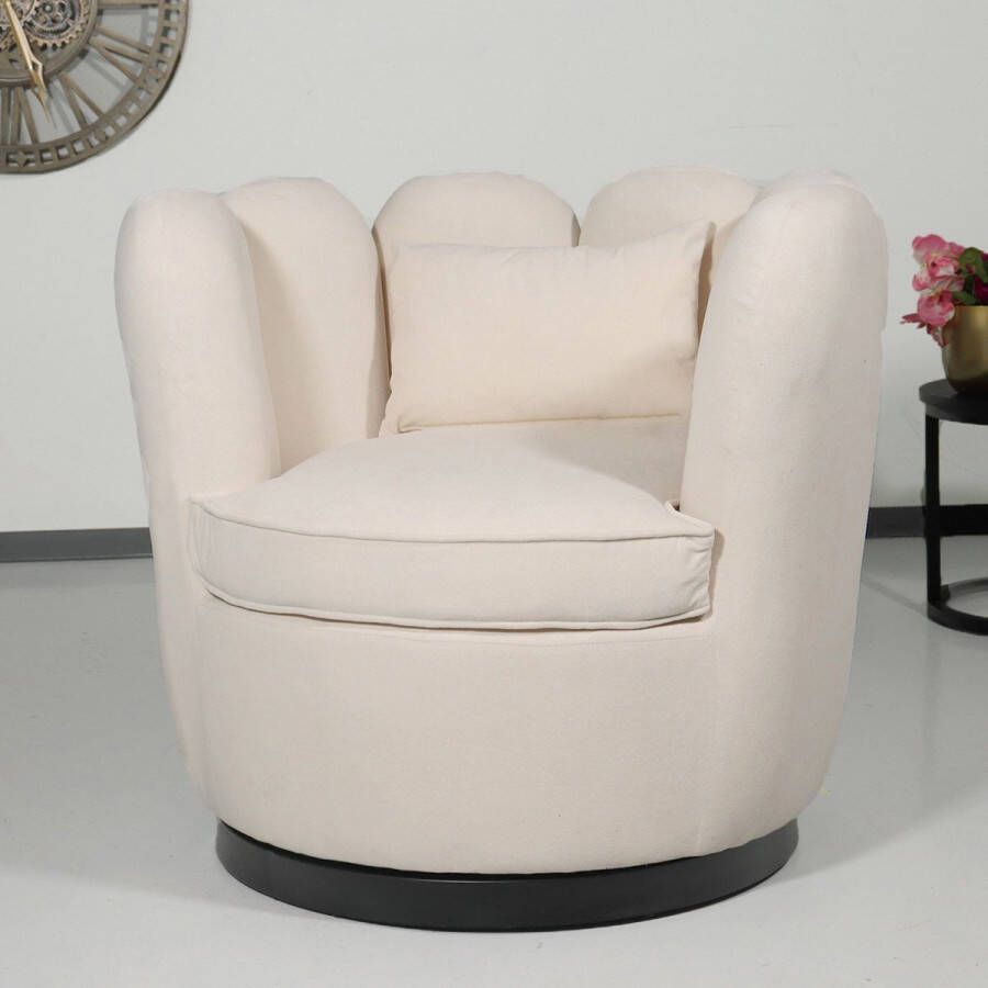 Lizzely Garden & Living Fauteuil Daphne velvet creme draaibare fauteuil