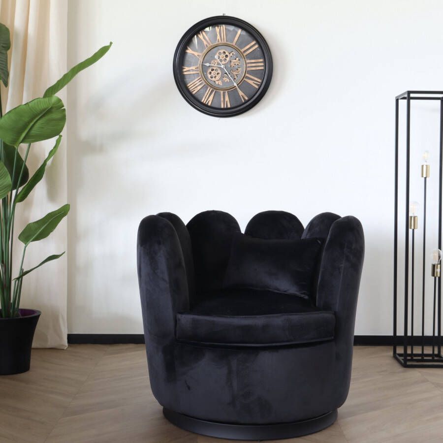 Lizzely Garden & Living Fauteuil Daphne velvet zwart draaibare fauteuil - Foto 3